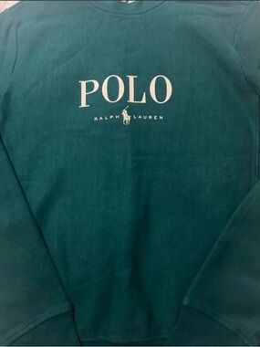 Ralph Lauren Teal Crewneck Sweatshirt with White POLO Logo